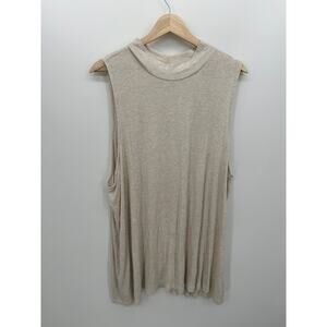 Old Navy Womens Cream Thermal Knit Tunic Tank Top Size 3X Neutral Mock Neck
